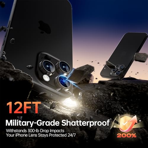 2 Pack Camera Lens Protector for iPhone 17 Pro Max/17 Pro/16 Pro Max/16 Pro/15 Pro Max/15 Pro/14 Pro Max/14 Pro [1:1 Invisible Fit] Military Grade Glass & Metal Camera Cover, Black - color: Black Titanium