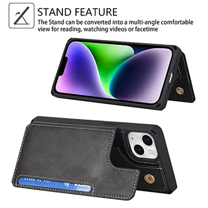 Cavor for iPhone 14 Wallet Case with Card Holder for Women, Black - color: B-BlBck