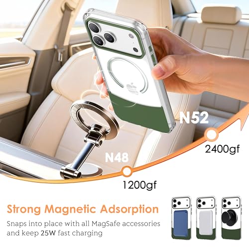 Magnetic Case for iPhone 17 Pro, Crystal Clear, [Compatible with Magsafe][Military Grade Drop Protection] Anti-Yellowing Slim Shockproof Transparent Protective Phone Cover, Green - color: Green, size: iPhone 17 Pro