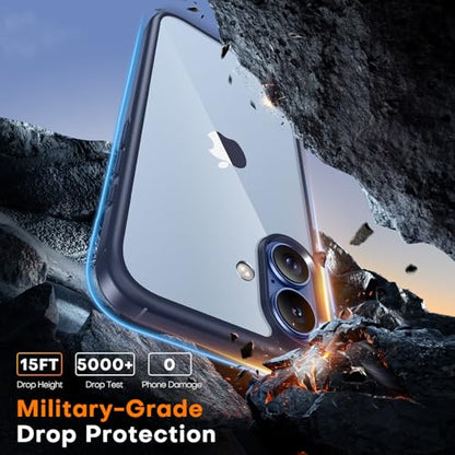 TAURI for iPhone 17 Case, Anti-Yellowing with Screen Protector, Military-Grade Protection Shockproof Slim Phone Case for iPhone 17, Blue - color: E-Blue