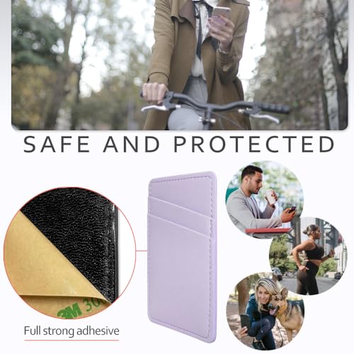 Limvory Phone Wallet Stick On, Leather Phone Card Holder - color: White, Purple