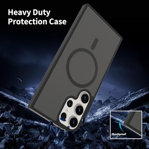 for Samsung Galaxy S23 Ultra Case Magnetic, Compatible with Magsafe 6.8 Inches Slim Fit Heavy Duty Protection Wireless Charging Lightweight Shockproof Anti-Slip Protective Phone Cover, Black - color: Black Magnetic