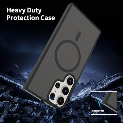 for Samsung Galaxy S23 Ultra Case Magnetic, Compatible with Magsafe 6.8 Inches Slim Fit Heavy Duty Protection Wireless Charging Lightweight Shockproof Anti-Slip Protective Phone Cover, Black - color: Black Magnetic