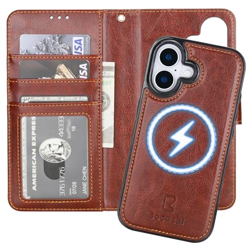 Bocasal for MagSafe Wallet Case Card Holder for iPhone 17, Brown - color: Brown for MagSafe