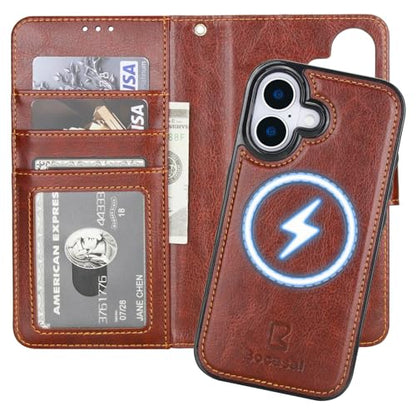 Bocasal for MagSafe Wallet Case Card Holder for iPhone 17, Brown - color: Brown for MagSafe