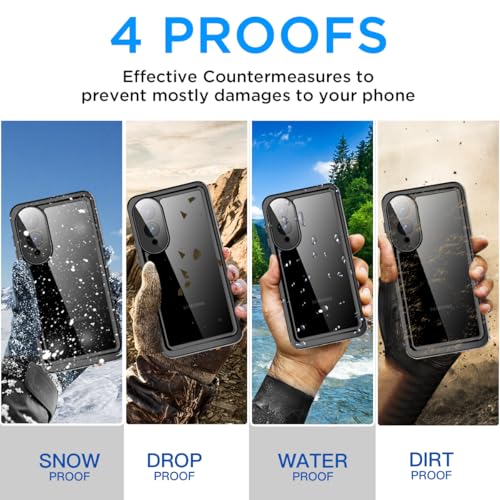 AICase for Samsung Galaxy S25 Edge Case Waterproof, Clear Water Proof Shockproof Snowproof Dustproof Full Body Rugged Transparent Underwater Phone Case with Lanyard Built-in Screen Protector - size: Galaxy S25 Edge