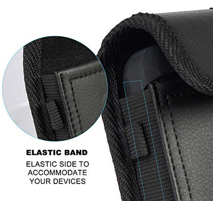 Nakedcellphone Case for Kyocera Flip Phone - Black Vegan Leather Pouch | Magnetic Closure, Strong Metal Clip, Secure Belt Slot Harness, Fits DuraXV Extreme E4810, DuraXV LTE E4610, DuraXE Epic E4830