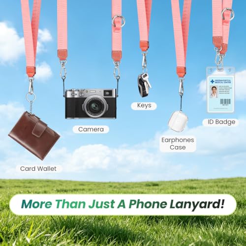 takyu Multifunctional Phone Lanyard, 3 in 1 Cell Phone Detachable Adjustable Crossbody Strap & Neck Lanyard & Wrist Lanyard with 2x Tether Tab for Most Smartphones, Outdoor Travel Essential Pink - color: Pinkx1