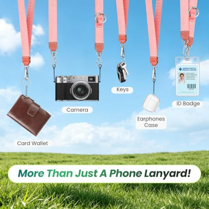 takyu Multifunctional Phone Lanyard, 3 in 1 Cell Phone Detachable Adjustable Crossbody Strap & Neck Lanyard & Wrist Lanyard with 2x Tether Tab for Most Smartphones, Outdoor Travel Essential Pink - color: Pinkx1