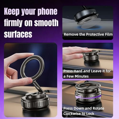 Magnetic Vacuum Car Phone Holder 360° Adjustable Foldable - color: Grey, size: GY-15B