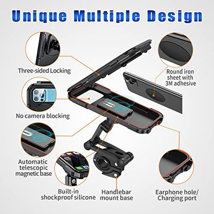 Bike Phone Mount Waterproof.Universal Bike Mobile Phone Holder,Adjustable Motorcycle Phone Mount with Touch Screen/360° Rotation for Motorbike Bicycle Stroller Handlebar Clamp Fits 4-6.8'' Cellphones.