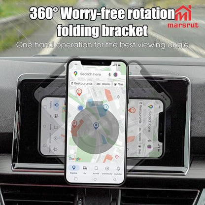 Magnetic Grip Pro 360° Stand, Vacuum Car Cell Phone Mount Holder with Suction Cup, Rotatable, Double-sided Adsorption Adjustable Powerful Strong Magnet, Foldable Portable Electric Mobile Holder, Black