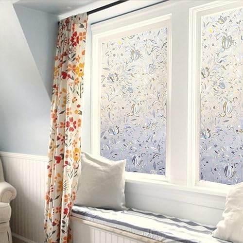 LEMON CLOUD Window Privacy Film, Tulip Stained Glass Sticker 17.5″ x 118.1″ - color: 3d, size: 17.5 x 118.1 Inch