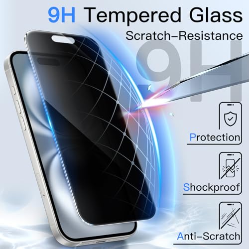 JETech 360° Privacy Screen Protector for iPhone 16, 2-Pack - size: iPhone 16