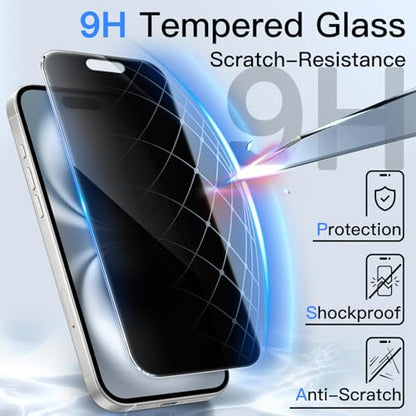 JETech 360° Privacy Screen Protector for iPhone 16, 2-Pack - size: iPhone 16