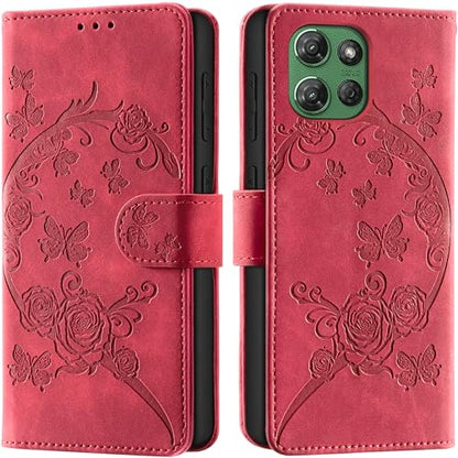 Wallet Case for Motorola Moto G Power (2025), Red | RFID Blocking, Magnetic Closure, Card Holder, Kickstand, Shockproof Flip Cover - color: Red