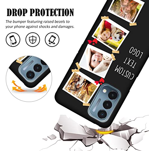 Custom Phone Case for OnePlus Nord N200 5G Multi-Picture Collage Name, Customized Personalized Phone Cover Anti-Scratch Soft Protective TPU Black Thin Cases 6.49-inch - color: Black 03 - Sticker, 4 Photos Text
