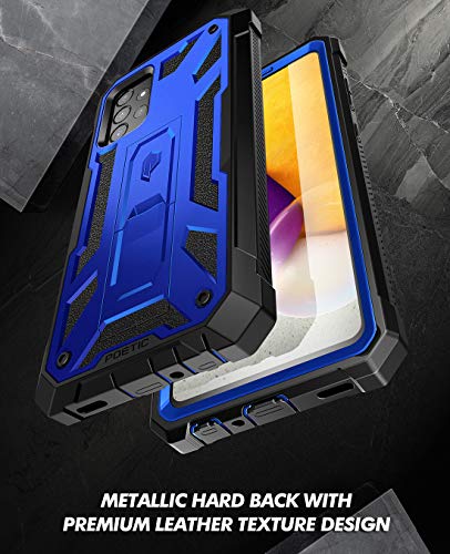 Poetic Spartan Case for Samsung Galaxy A72, Built-in Screen Protector Work with Fingerprint ID, Full Body Rugged Shockproof Protective Cover Case with Kickstand, Metallic Cobalt Blue - color: Metallic Cobalt Blue