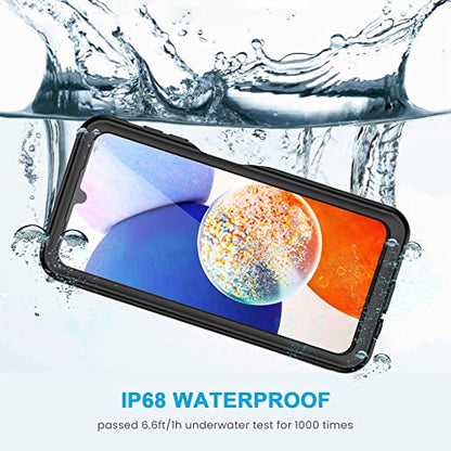Lanhiem for Samsung Galaxy A14 5G Case, IP68 Waterproof Dustproof, Built-in Screen Protector, Heavy Duty Full Body Protective Phone Case for Galaxy A14 5G, Black/Clear - color: Black