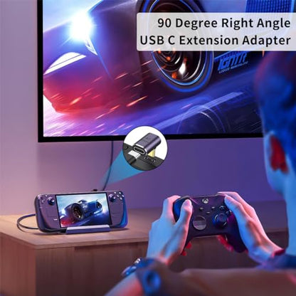 Duttek USB C Right Angle Adapter 40G (Two Styles), 90 Degree USB C Male to Female Adapter for Steam Deck, MacBook, Meta Quest, Phone - style: Right Angle USB C+USB C 90 Degree Adapter