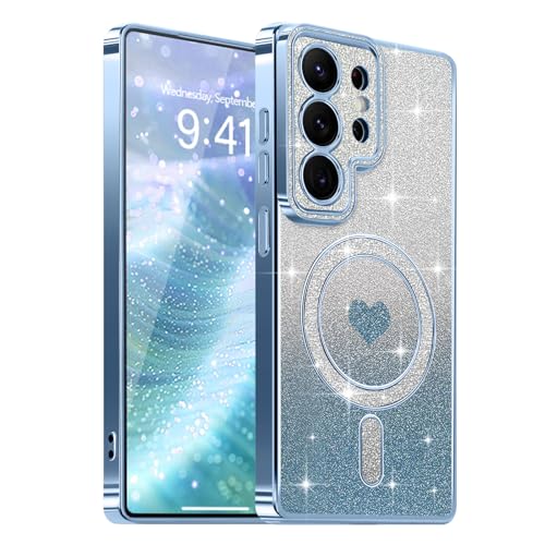 Lafunda Magnetic for Samsung Galaxy S26 Ultra Case Glitter, Blue | Luxury Gold Edge Electroplating Case for Women Girls Men, Bling Silicone Shockproof Camera Protection Soft TPU Bumper Cover - color: Blue, size: Samsung Galaxy S26 Ultra