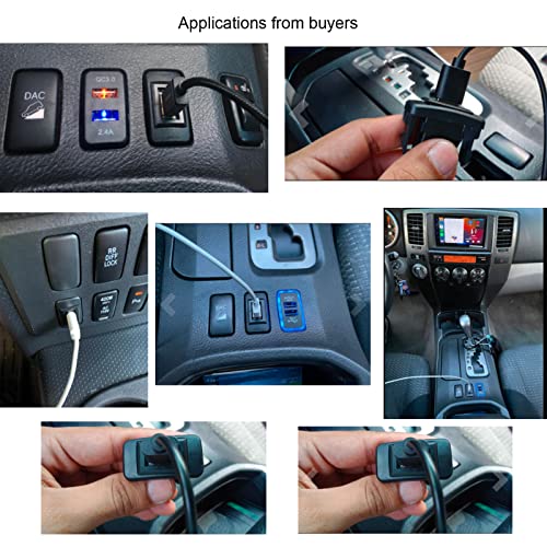 MOTONG USB Power Socket Car Charger Compatible with Toyota VIGO,Male to Female USB Car Charger Adapter(40 * 20mm)