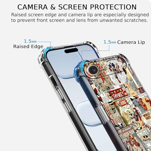 Case for iPhone Air with Superhero Design,Cartoon Comic Pop Culture Art Collage,Clear Soft TPU Bumper Phone Cover,6.5"(Hero,17Air) - color: Hero, size: iPhone Air
