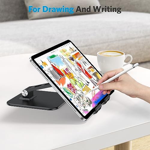 OMOTON Upgraded Adjustable Tablet Stand Holder, Heavy Duty Foldable Portable Monitor Stand, Travel Essentials for iPad Pro/Air/Mini, Surface Pro, 4.7''-15.6', Black - color: Black