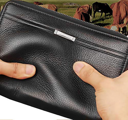 Mens Wallet Long Purse Leather Clutch Large Business Handbag Phone Card Holder Case Gift for Men Father Son Husband Boyfriend - color: Black