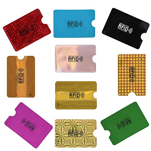 Shudyear Rfid Wallet Women Card Sleeves,Rfid Blocking Sleeves Card Holder,10pcs For Credit Card Protector Set Rfid Identity Card Protector Easily Into Your Wallet(colorful)