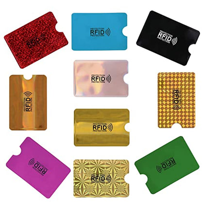Shudyear Rfid Wallet Women Card Sleeves,Rfid Blocking Sleeves Card Holder,10pcs For Credit Card Protector Set Rfid Identity Card Protector Easily Into Your Wallet(colorful)