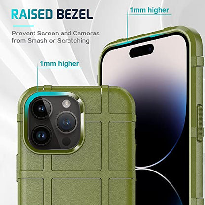 Rugged Shield 8ft Drop Proof TPU Thick Armor Tactical Protective Case Compatible with iPhone 14 Pro Max (6.7 inches) - Army Green - color: Army Green, size: iPhone 14 Pro Max