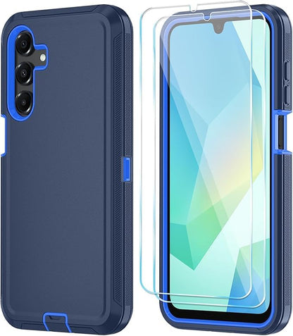 Qinmay Phone Case for Samsung Galaxy A17 5G Case, Galaxy A16 5G Case with HD Screen Protector, Heavy Duty Shockproof 3-Layer Cover Phone Case for Galaxy A17 / A16 ，DarkBlue - color: DarkBlue