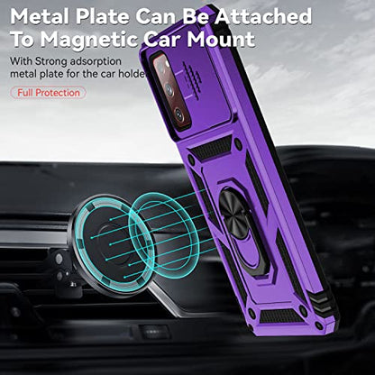 for Samsung Galaxy S20 FE 5G Case with Camera Lens Cover HD Screen Protector, Military-Grade Drop Tested Magnetic Ring Holder Kickstand Protective Phone Case for Samsung Galaxy S20 FE 5G, Purple - color: Purple with camera cover Military-Grade 2nd gen
