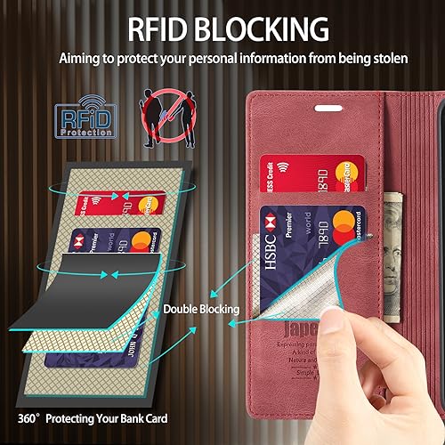 Moto G 5G 2025/5G 2026/Play 2026 Wallet Case with [RFID Blocking],Red | Card Holder, Kickstand, Magnetic, Soft Leather Flip Case Wallet for Moto G 5G 2025/Moto G 5G 2026/Play 2026 - color: Red, size: Moto G 5G 2025/2026 6.7"
