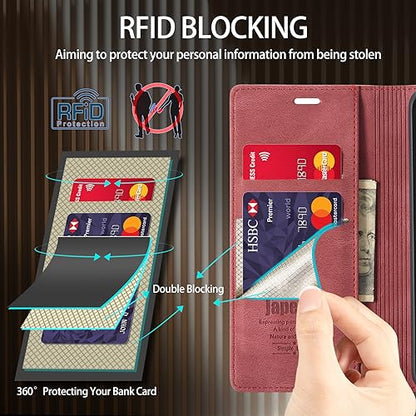 Moto G 5G 2025/5G 2026/Play 2026 Wallet Case with [RFID Blocking],Red | Card Holder, Kickstand, Magnetic, Soft Leather Flip Case Wallet for Moto G 5G 2025/Moto G 5G 2026/Play 2026 - color: Red, size: Moto G 5G 2025/2026 6.7"