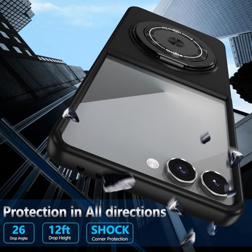 Magnetic Case for Samsung Galaxy Z Flip 7, [Compatible with MagSafe] Military Grade Shockproof Slim fit Samsung Z Flip 7 Phone Case with Magnetic Ring Kickstand, Black - color: Black, size: Samsung Galaxy Z Flip 7