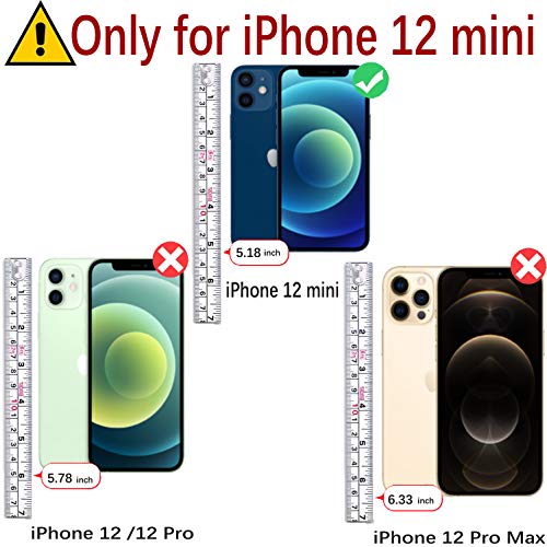 MONASAY Wallet Case Compatible for iPhone 12 mini 5G 5.4-inch,[Glass Screen Protector Included] [RFID Blocking] Flip Folio Leather Cell Phone Cover with Credit Card Holder, Lavenders - color: Lavenders