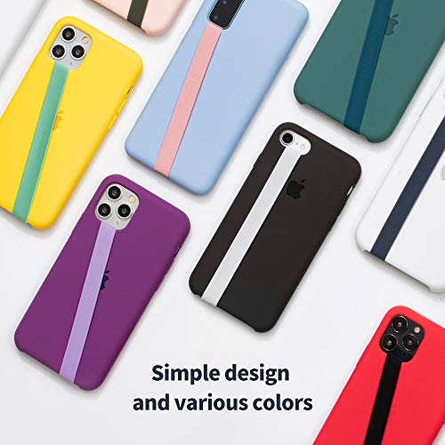 Sinjimoru Stretchable Silicone Phone Strap, Flexible and Elastic Grip Holder for iPhone & Android, Secure Phone Loops Finger Grip with Wireless Charging Support Sinji Loop Black - color: Black