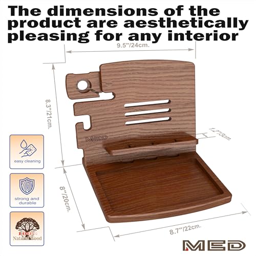 MED Wood Phone Docking Station Nightstand Desk Organizer for Phone, Watch, Wallet & Tablet Gift for Men, Husband, Father's Day, Dad & Women Model 1 (Dark Walnut) - color: Dark Walnut