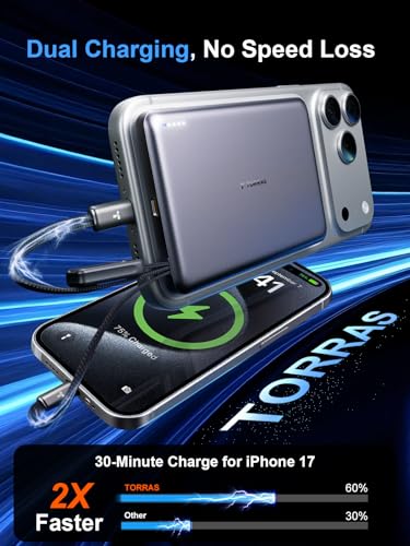 TORRAS AirVolt 0.5in Ultra-Slim 10000mAh Power Bank, 22.5W Portable Charger