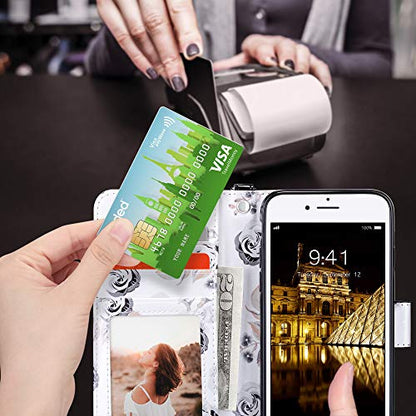 ULAK for iPhone SE 3(2022)/SE(2020)/8/7 Wallet Case Card Holder, Black | Premium PU Leather Flip Case with Kickstand Card Slots [RFID Blocking] Wrist Strap, Durable Shockproof Cover 4.7 Inch - color: Black