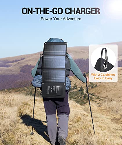 BLAVOR 30W Foldable Solar Panel Outdoor Charger, USB-A QC3.0 24W USB-C DC - color: 30W