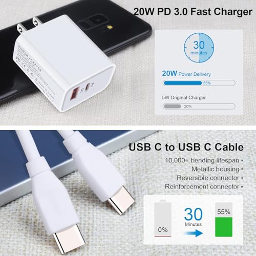 USB C Fast Charger for Samsung Galaxy A17 A16 5G A15 5G A14 5G A57 A56 A37 - color: White