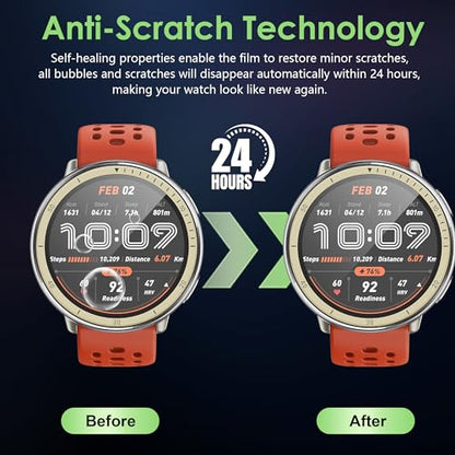 Compatible for Amazfit Active 2 screen protector, Anti-Scratch 3D Full Screen Coverage flim, Case Friendly, HD Ultra, 3 PACK - size: Amazfit Active 2