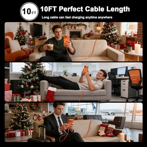 iPhone 17 16 15 Charger Fast Charging 10FT, 40W USB C Charger Block & Cable - color: Orange, size: 2P-10FT