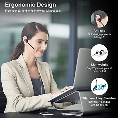 iDIGMALL Bluetooth Headset with Mic, Open Ear Headphones with Microphone - color: Black
