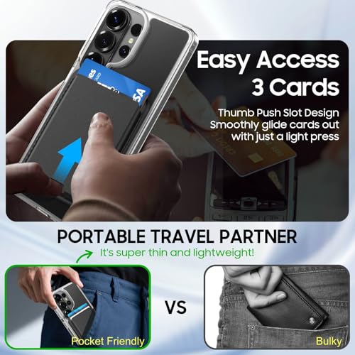 Magnetic for Samsung Galaxy S26 Ultra Wallet Case with Card Holder﻿ | Compatible with MagSafe, Shockproof Phone Cover with Detachable RFID Blocking Card Slot, Clear & Black - color: Clear with Black, size: S26 Ultra 6.9"
