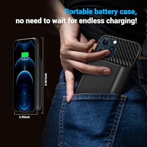13800mAh High Capacity Battery Case for iPhone 12, 12 Pro (6.1 inch) | 2026 Upgraded Battery Pack Rechargeable Charger External Charging Case with Tempered Glass Screen Protector Black - size: iPhone 12,12 Pro (6.1 inch)