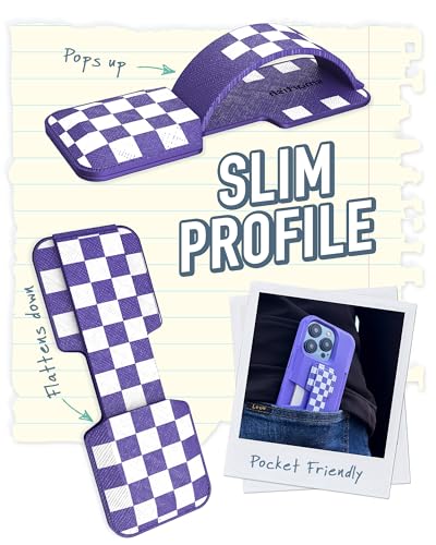 Smartish Phone Grip Loop with Kickstand, Prop Tart, Adhesive Strap, Checker - color: Checkerboard